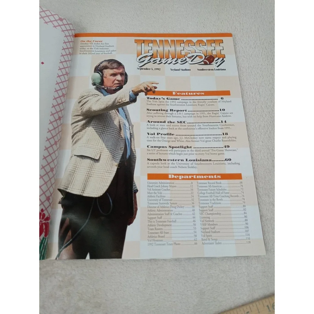 1992 Tennessee‎ Vols Gameday Program vs Southern LA Smokey UT Football NCAA